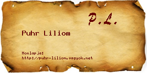 Puhr Liliom névjegykártya